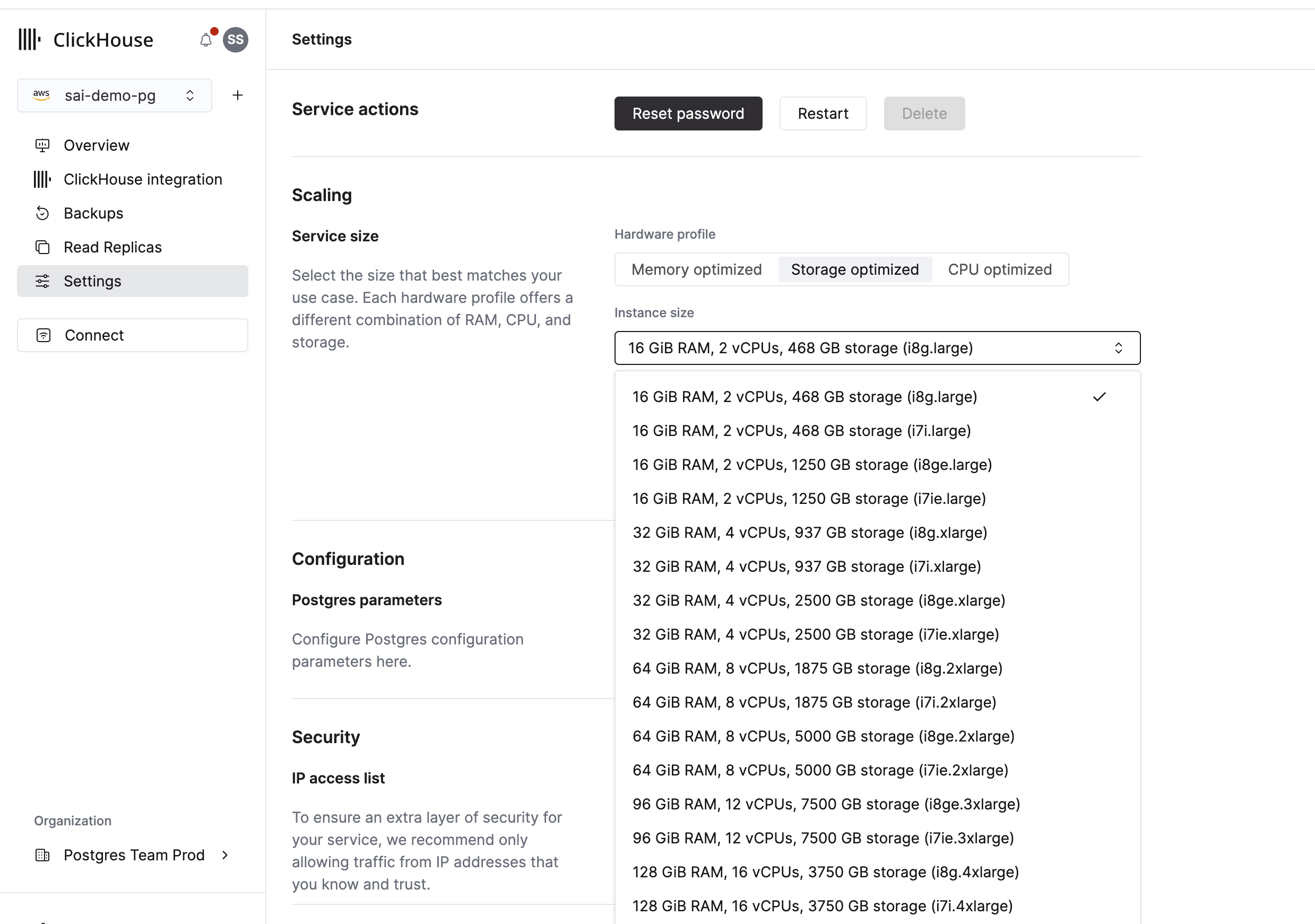 Scaling Settings